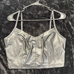 Black Metallic Crop Top